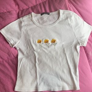 Brandy Melville crop tee with flower detail